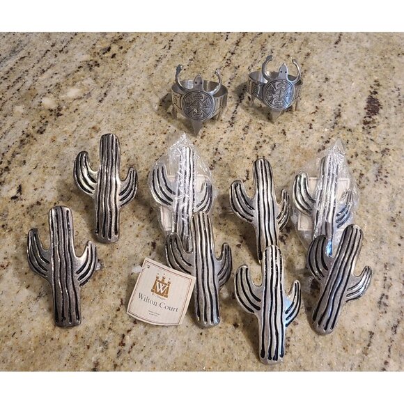 Lot of 8 Wilton Court Sterling Silver??  Napkin Rings & 2 Turtle Southwestern - Picture 1 of 10